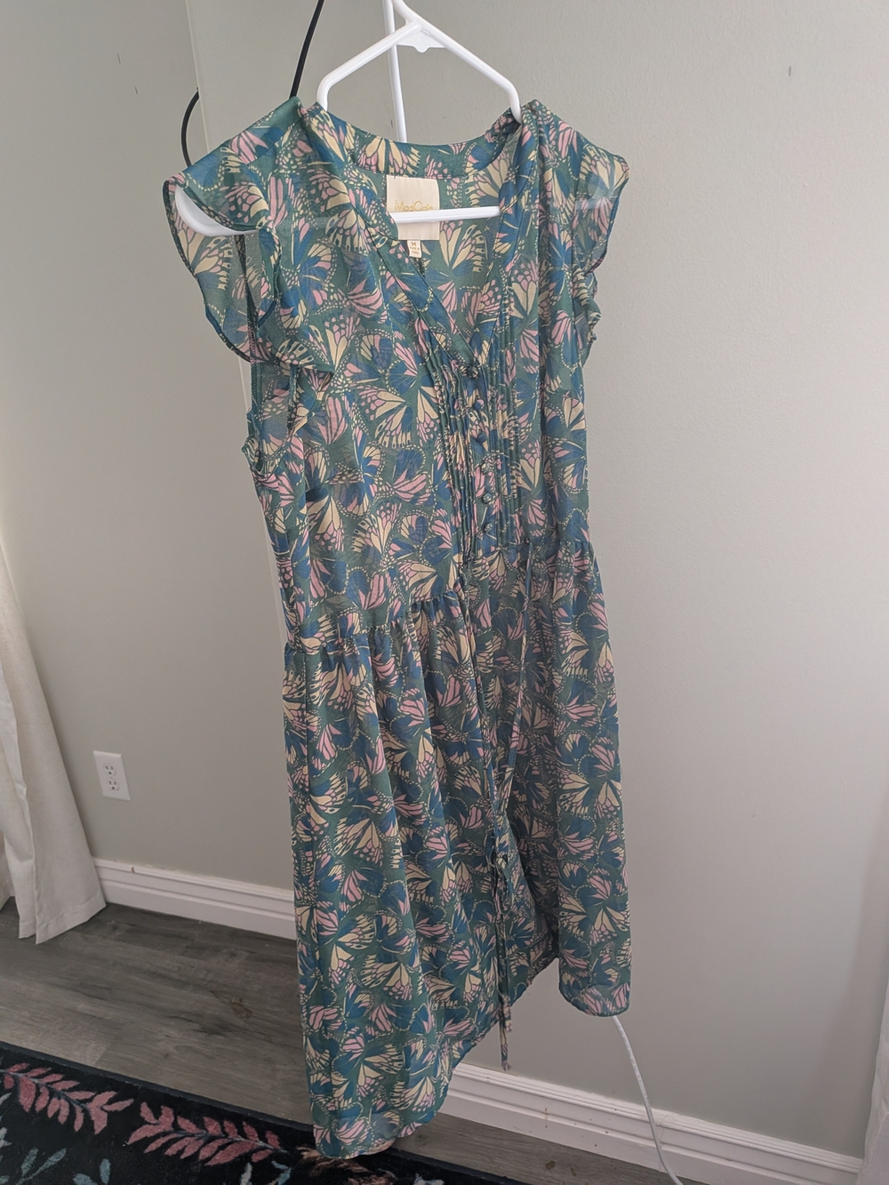 ModCloth Teal Dress with Pink & Cream Floral Print